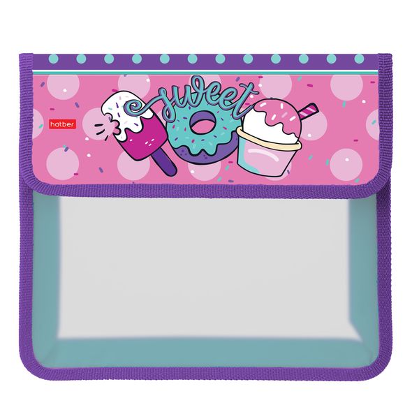 Папка для тетрадей Пластиковая А5ф Hatber 1 отделение на липучке -Sweets- , 